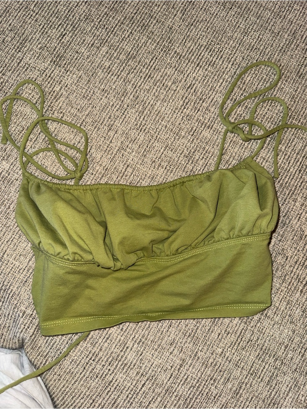 Princess Polly Olive Green Cropped Tank Top with Thin Straps